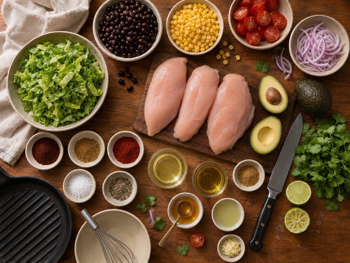 Southwest Black Bean and Grilled Chicken Salad preparation
