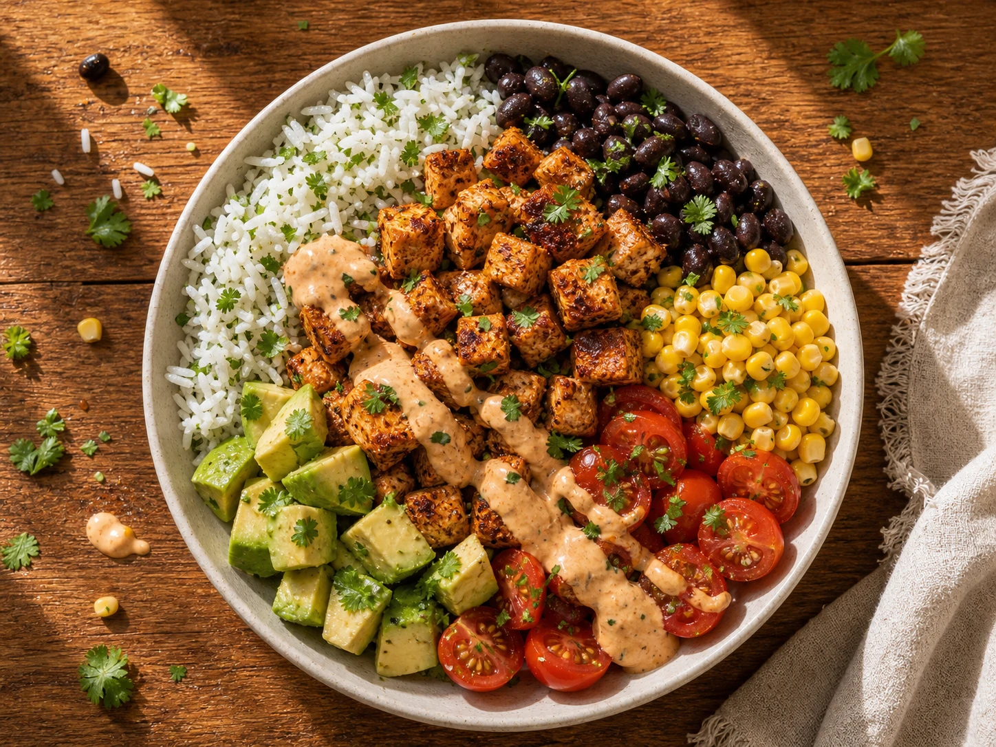 Southwest Chicken Rice Bowl aerial view