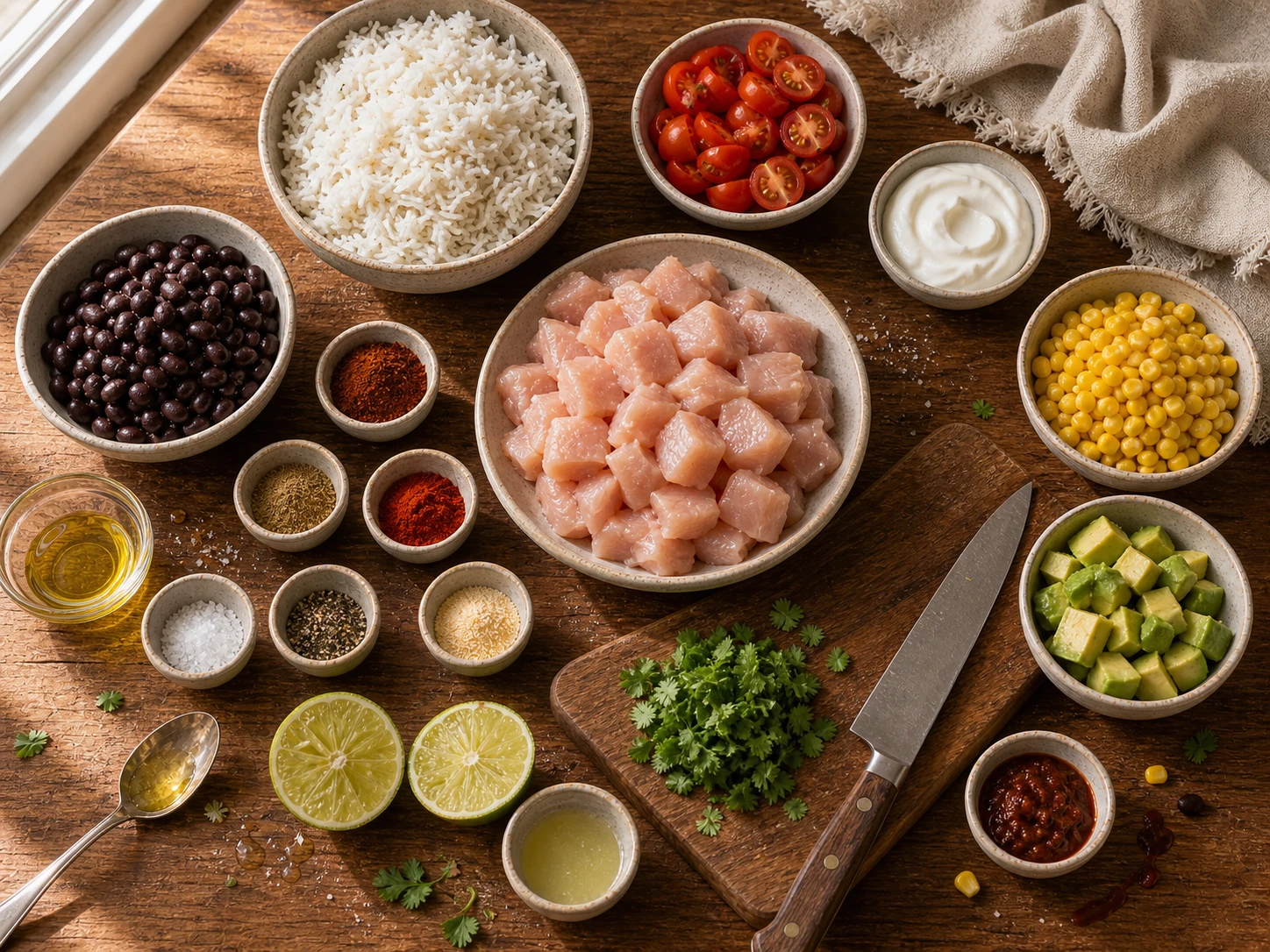 Southwest Chicken Rice Bowl preparation