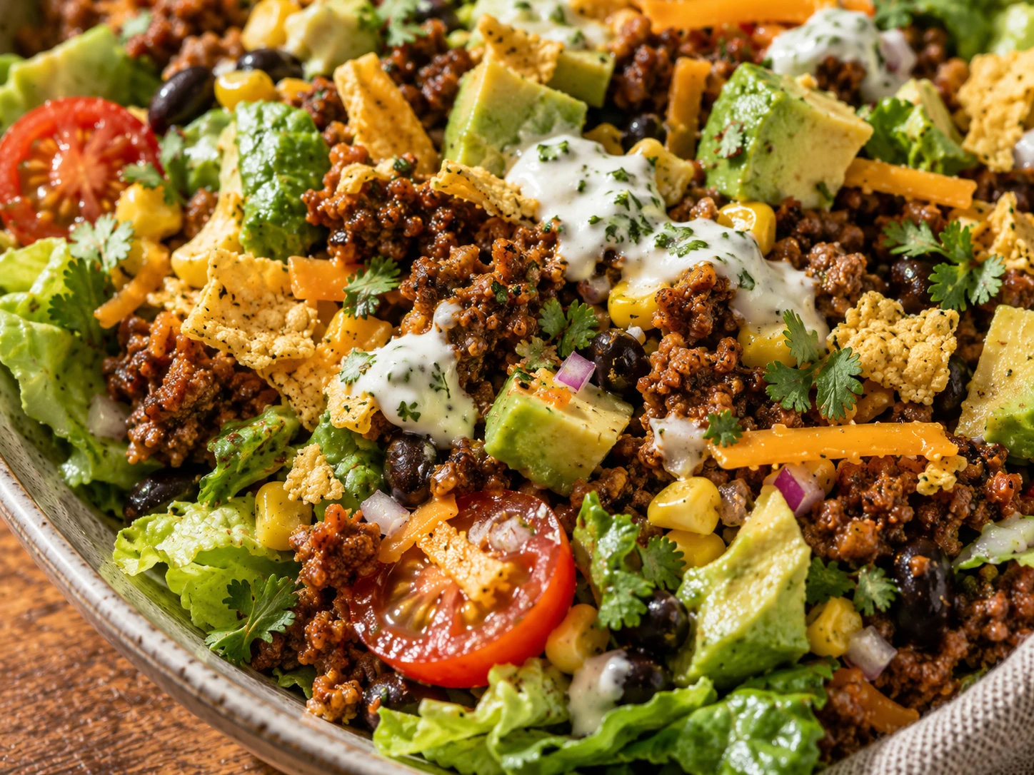 Southwest Turkey Taco Salad close up