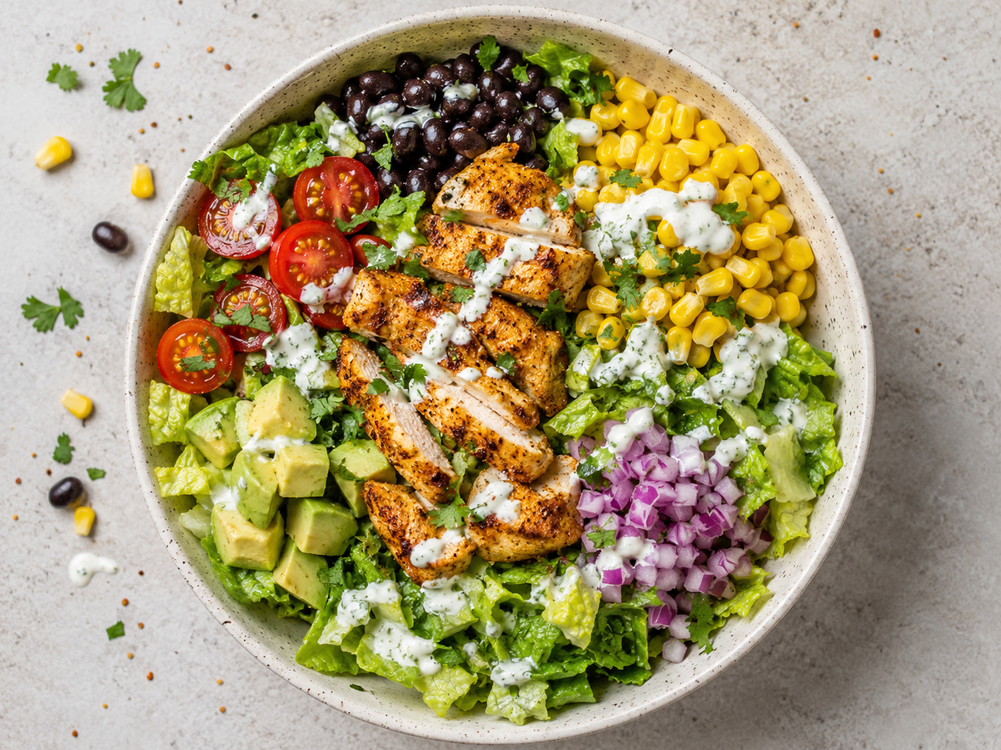 Spicy Chicken Sweet Corn Salad Bowl
