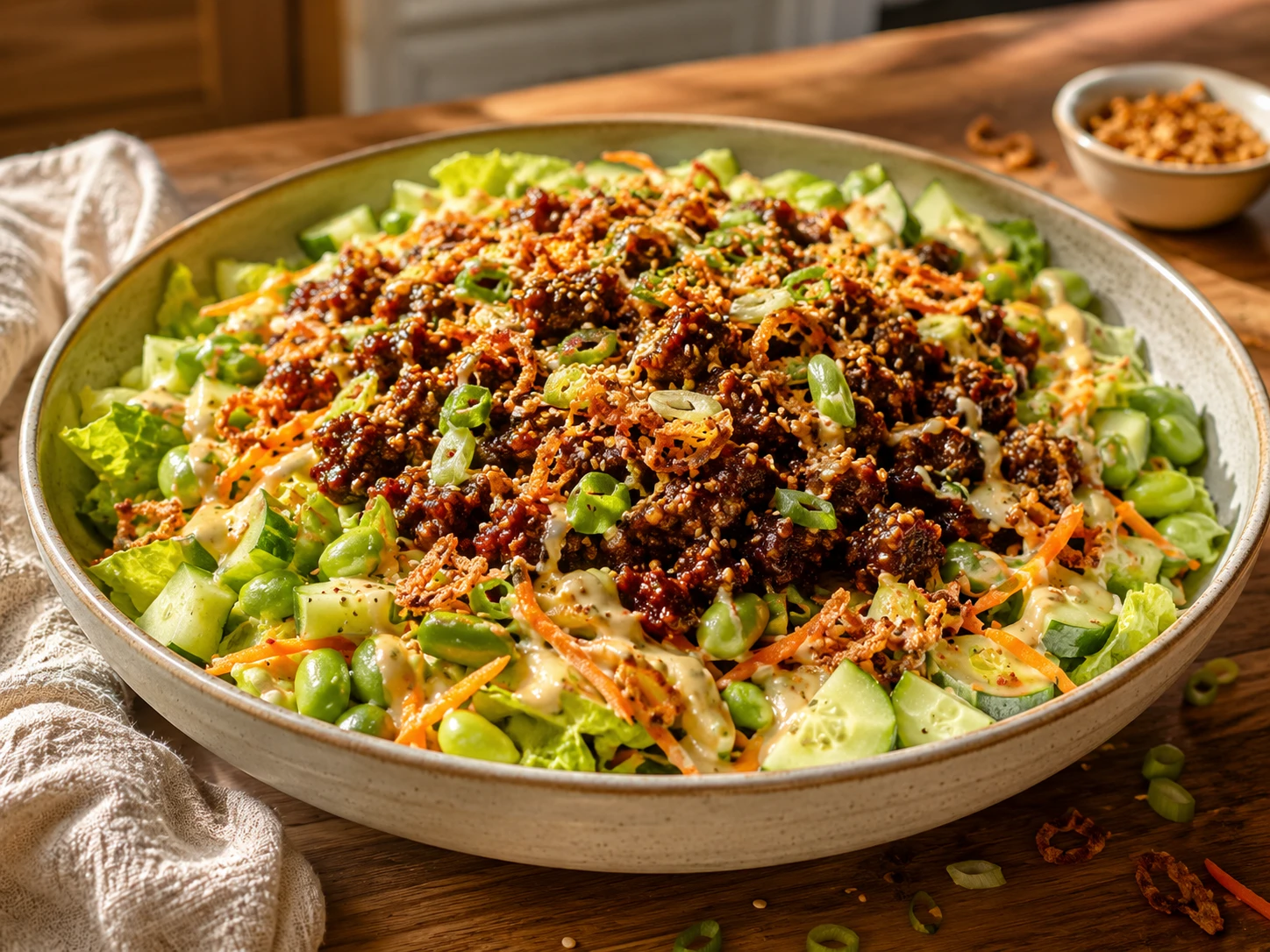 Spicy Korean Beef Salad preparation