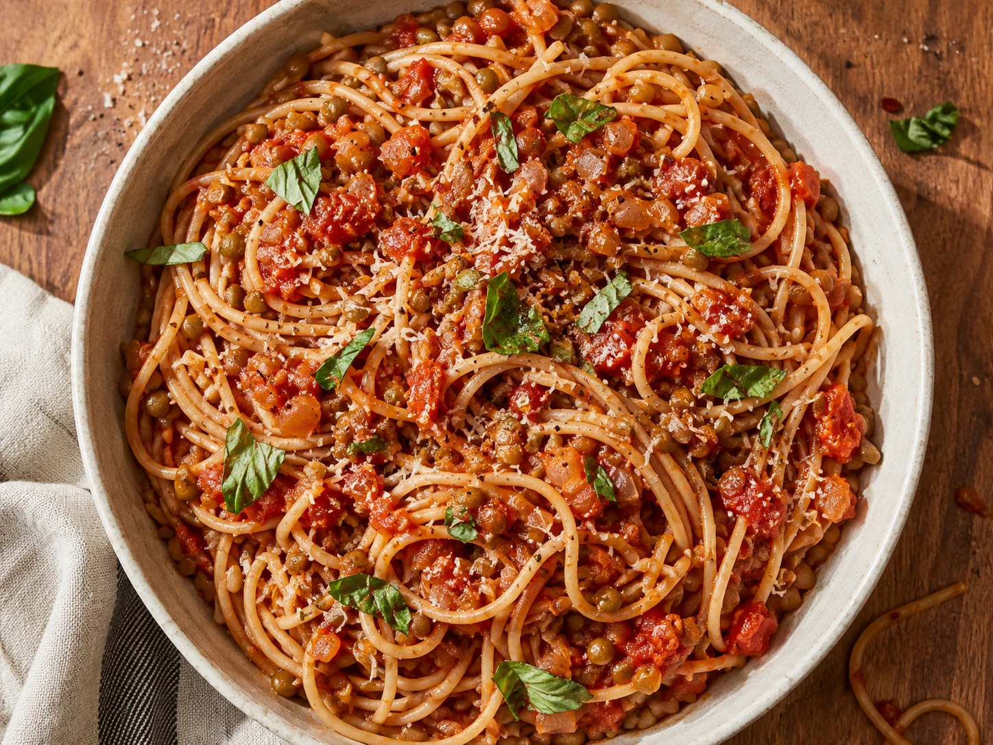 Spicy Tomato Lentil Pasta