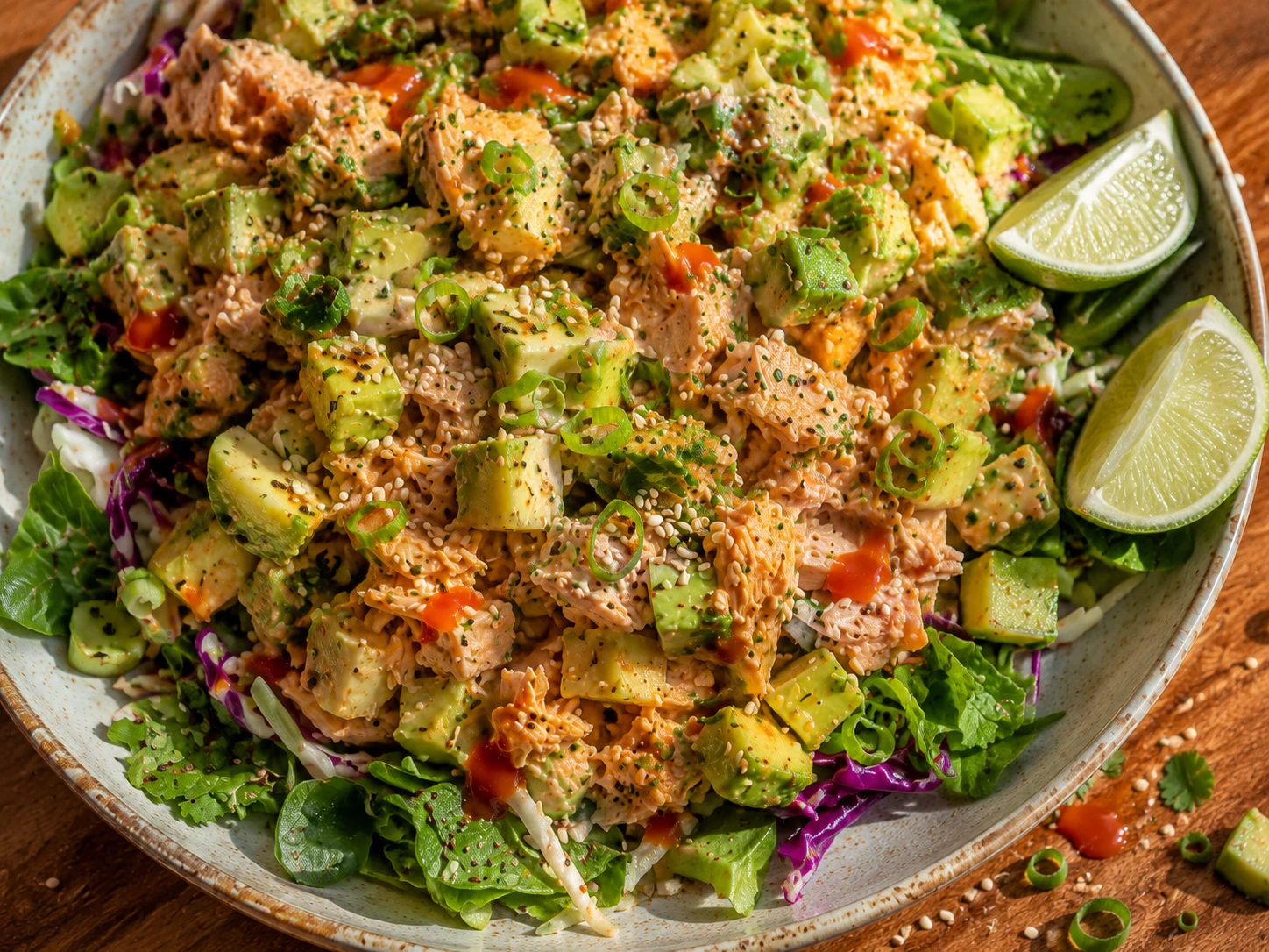 Spicy Tuna Avocado Salad preparation