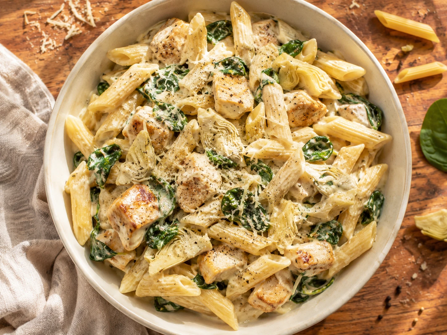 Spinach Artichoke Chicken Pasta
