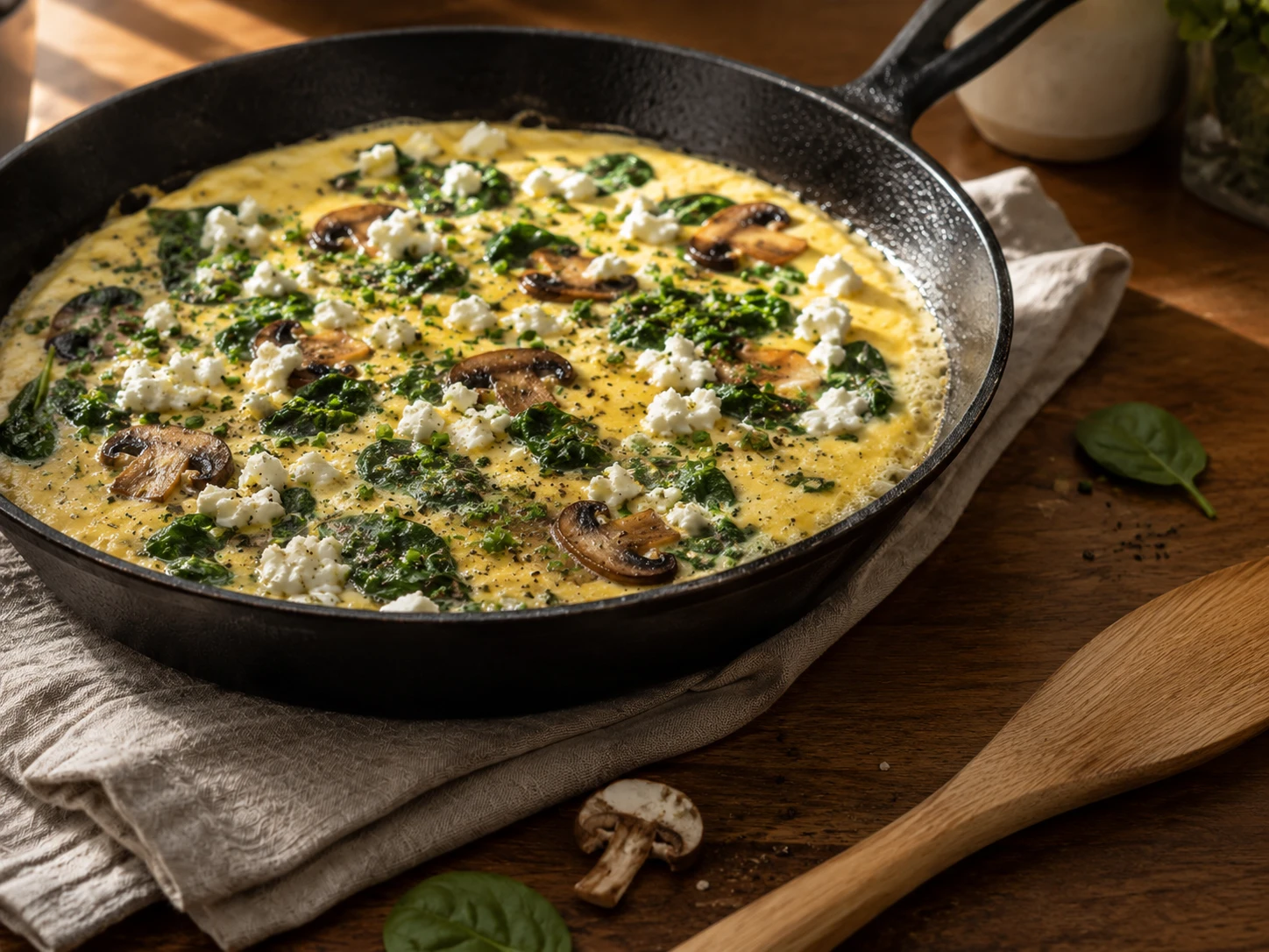 Spinach & Mushroom Egg White Frittata aerial view
