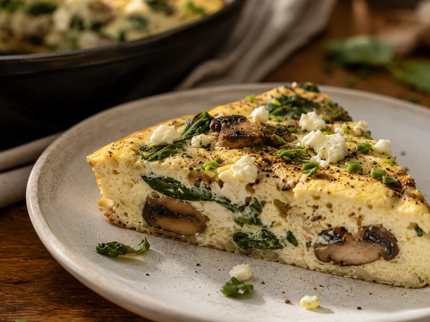 Spinach & Mushroom Egg White Frittata close up