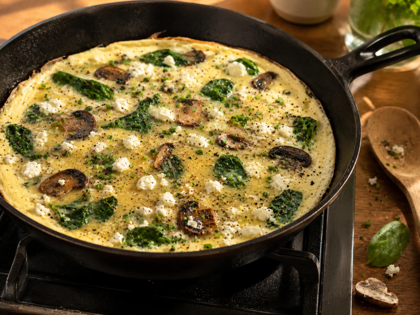 Spinach & Mushroom Egg White Frittata preparation