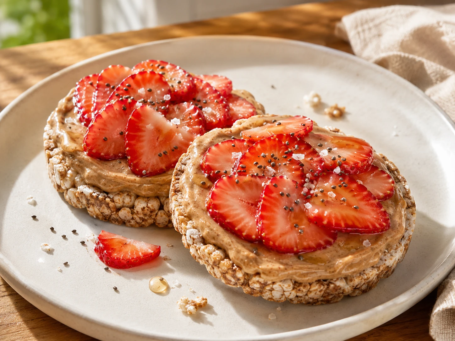Strawberry Almond Butter Rice Cakes