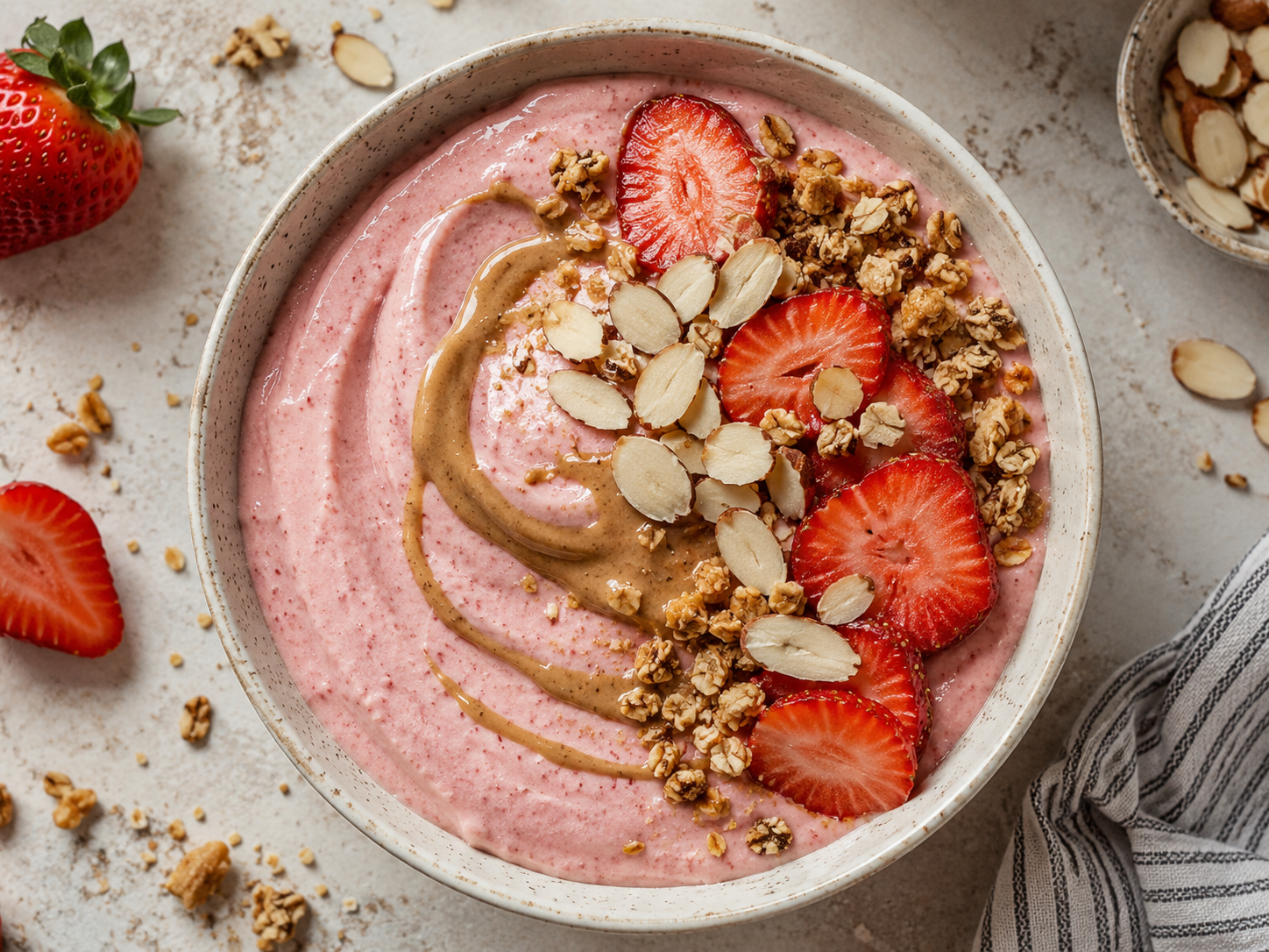 Strawberry Almond Butter Smoothie Bowl