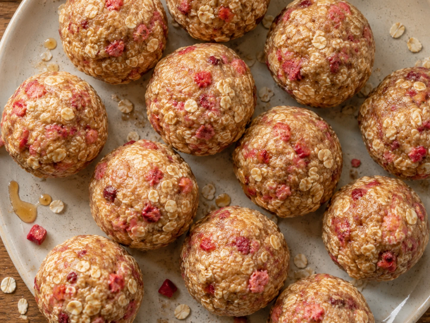Strawberry Banana Protein Bites aerial view