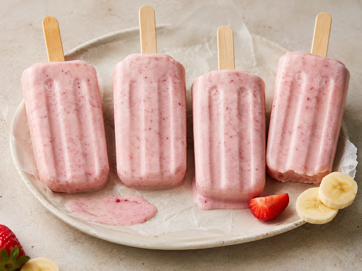 Strawberry Banana Protein Popsicles