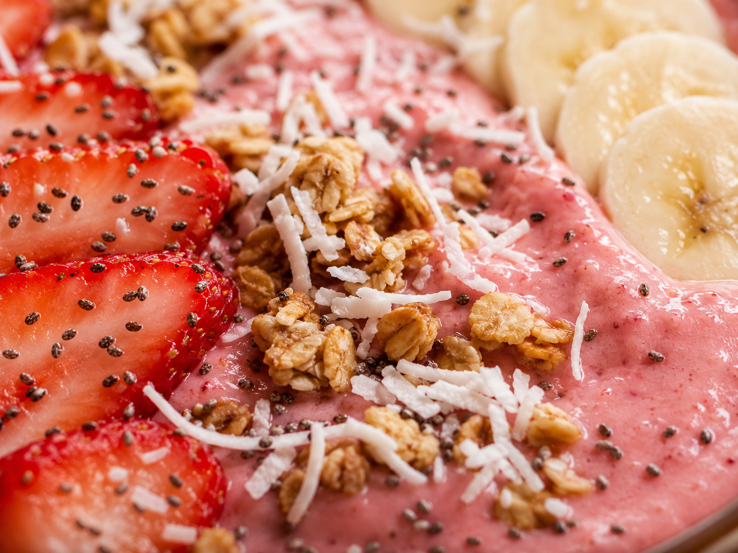 Strawberry Banana Smoothie Bowl close up