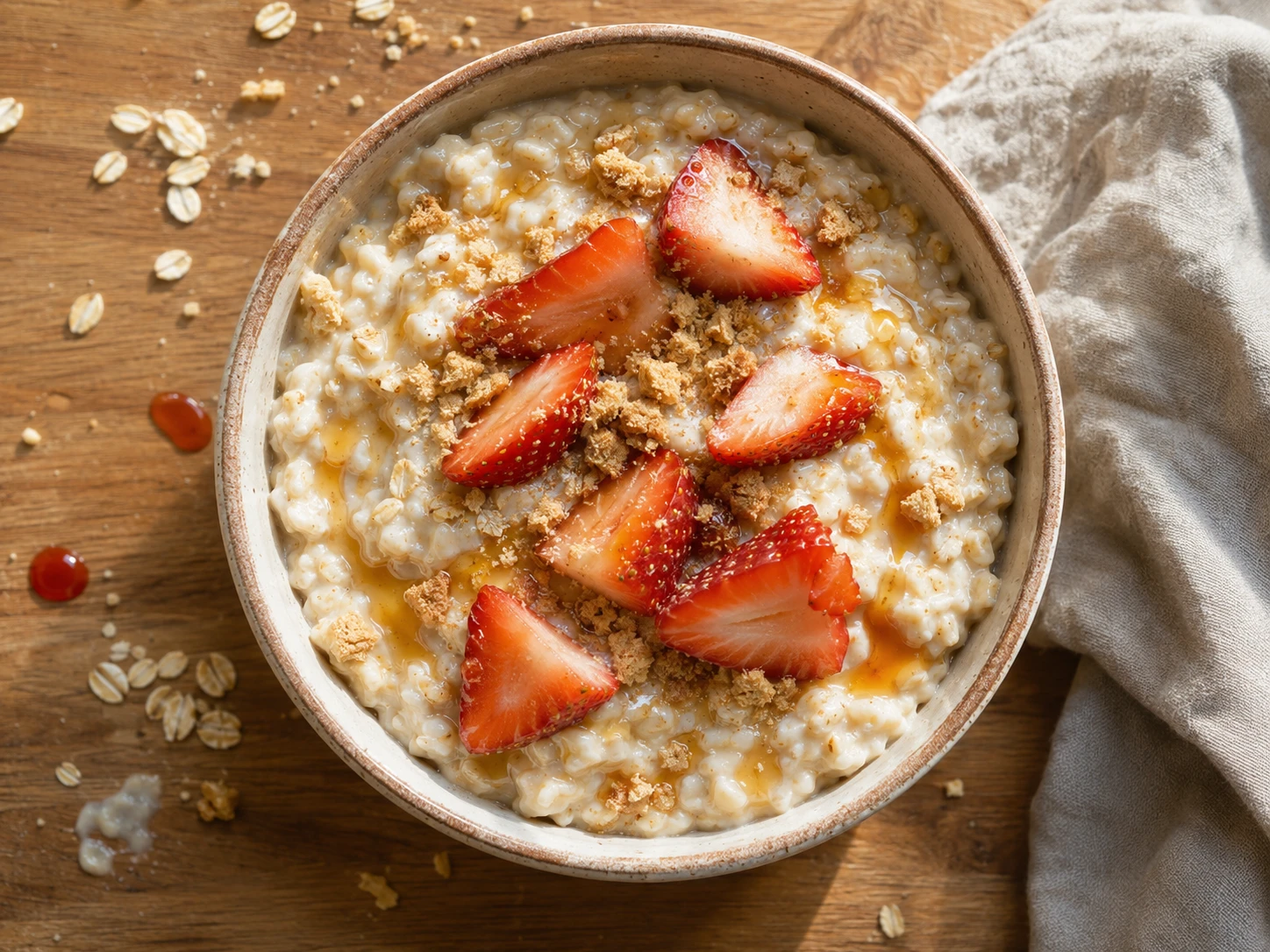 Strawberry Cheesecake Protein Oats aerial view