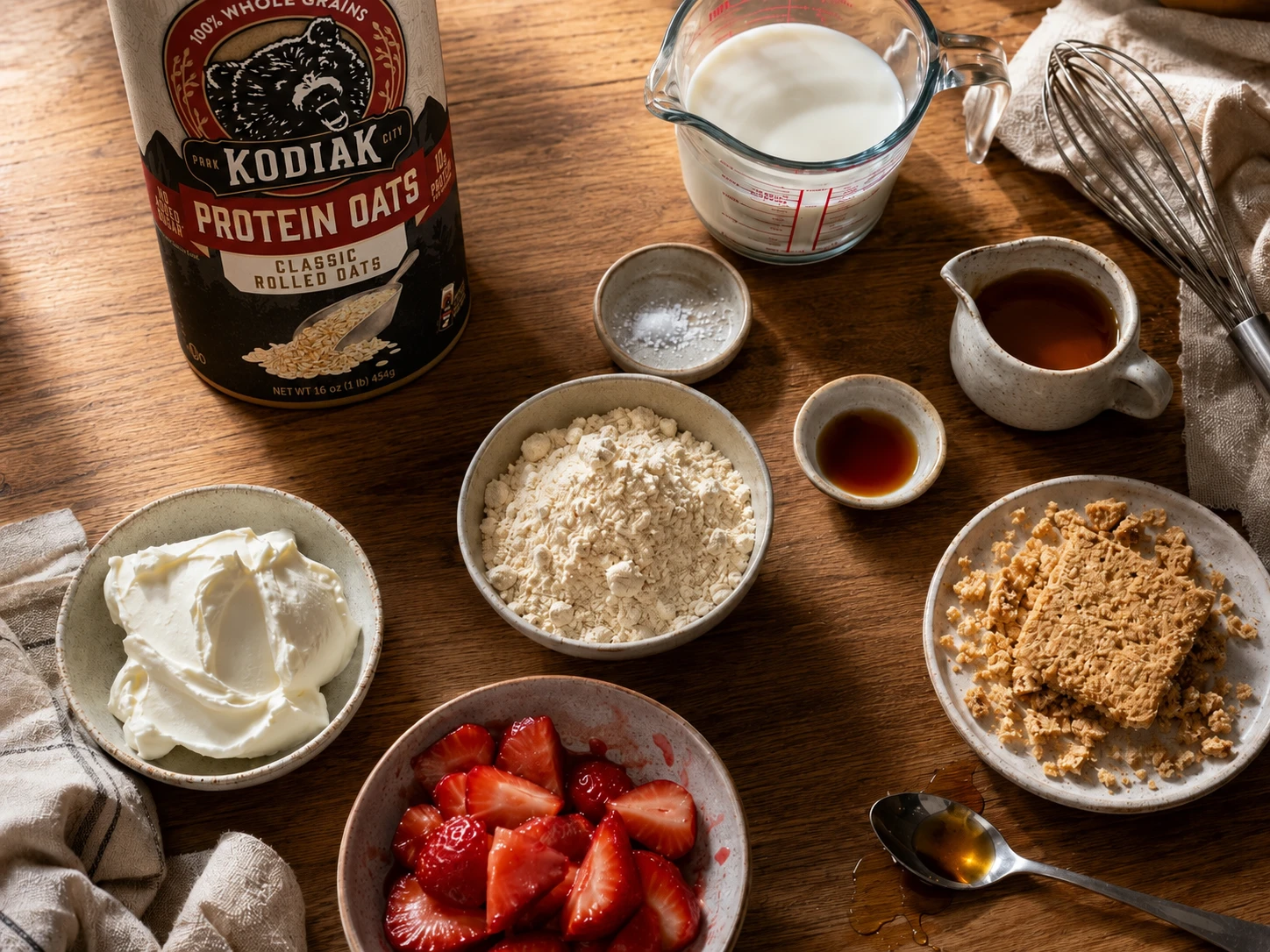 Strawberry Cheesecake Protein Oats preparation