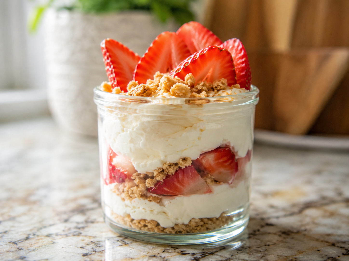 Strawberry Cheesecake Yogurt Cups close up
