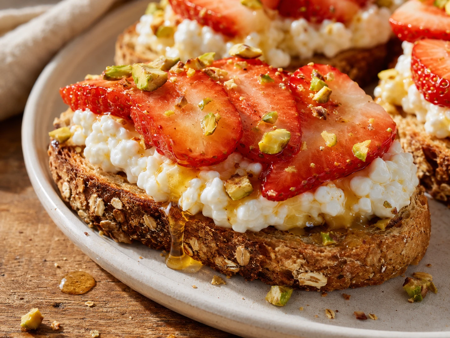 Strawberry Cottage Cheese Toast Bites