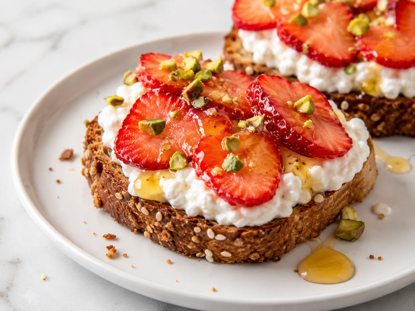 Strawberry Cottage Cheese Toast Bites preparation