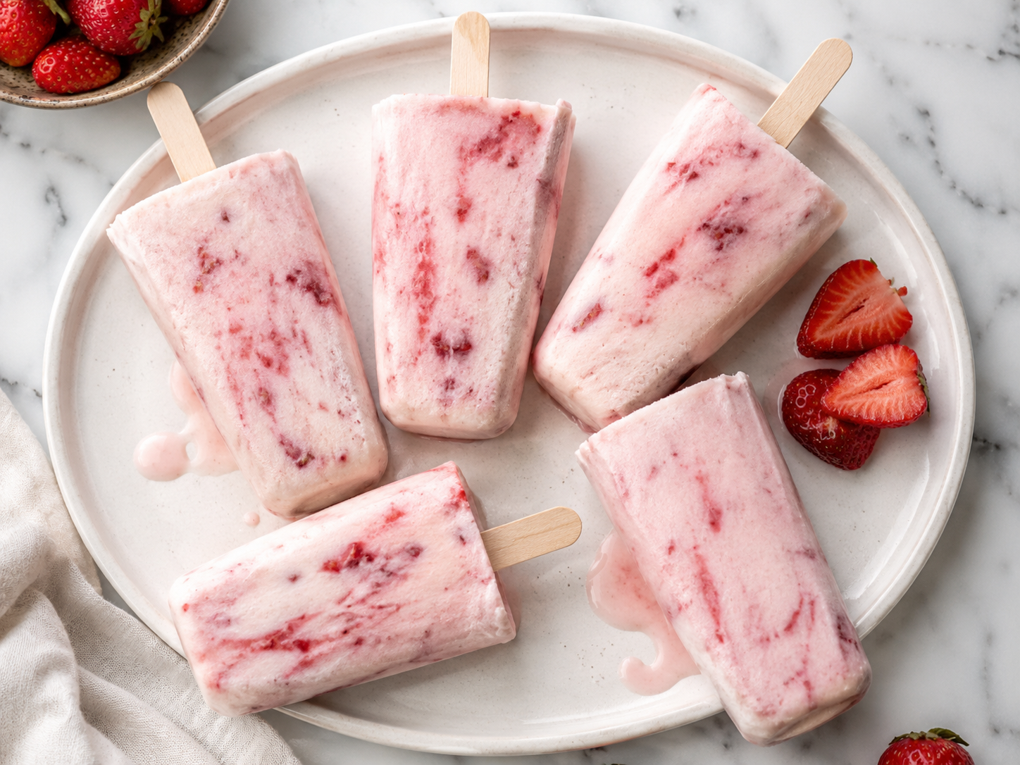 Strawberry Greek Yogurt Popsicles