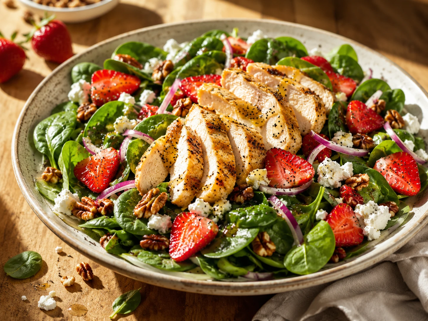 Strawberry Spinach Chicken Salad