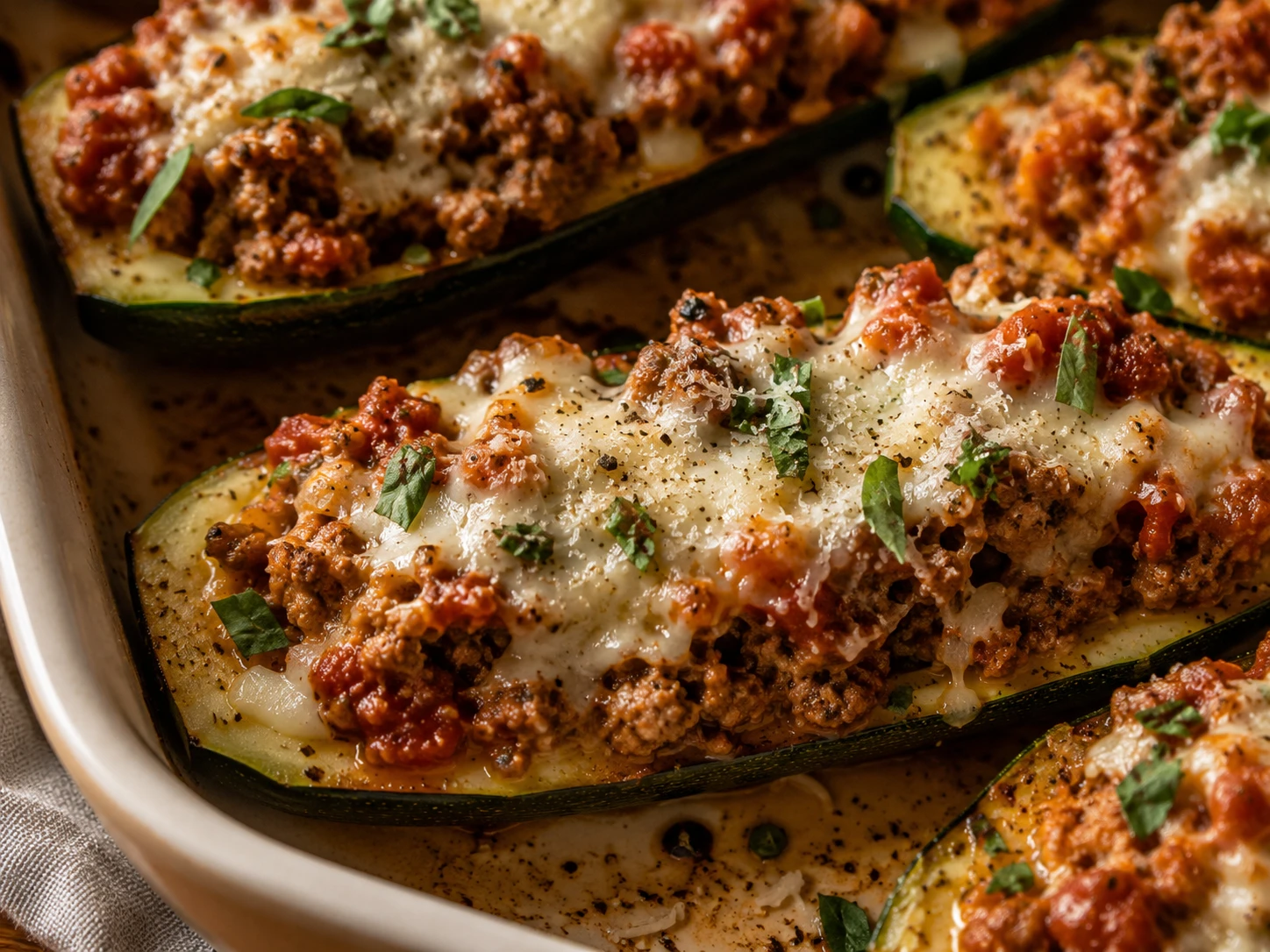Stuffed Zucchini Boats aerial view