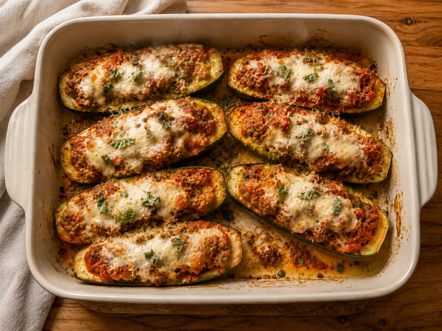 Stuffed Zucchini Boats close up