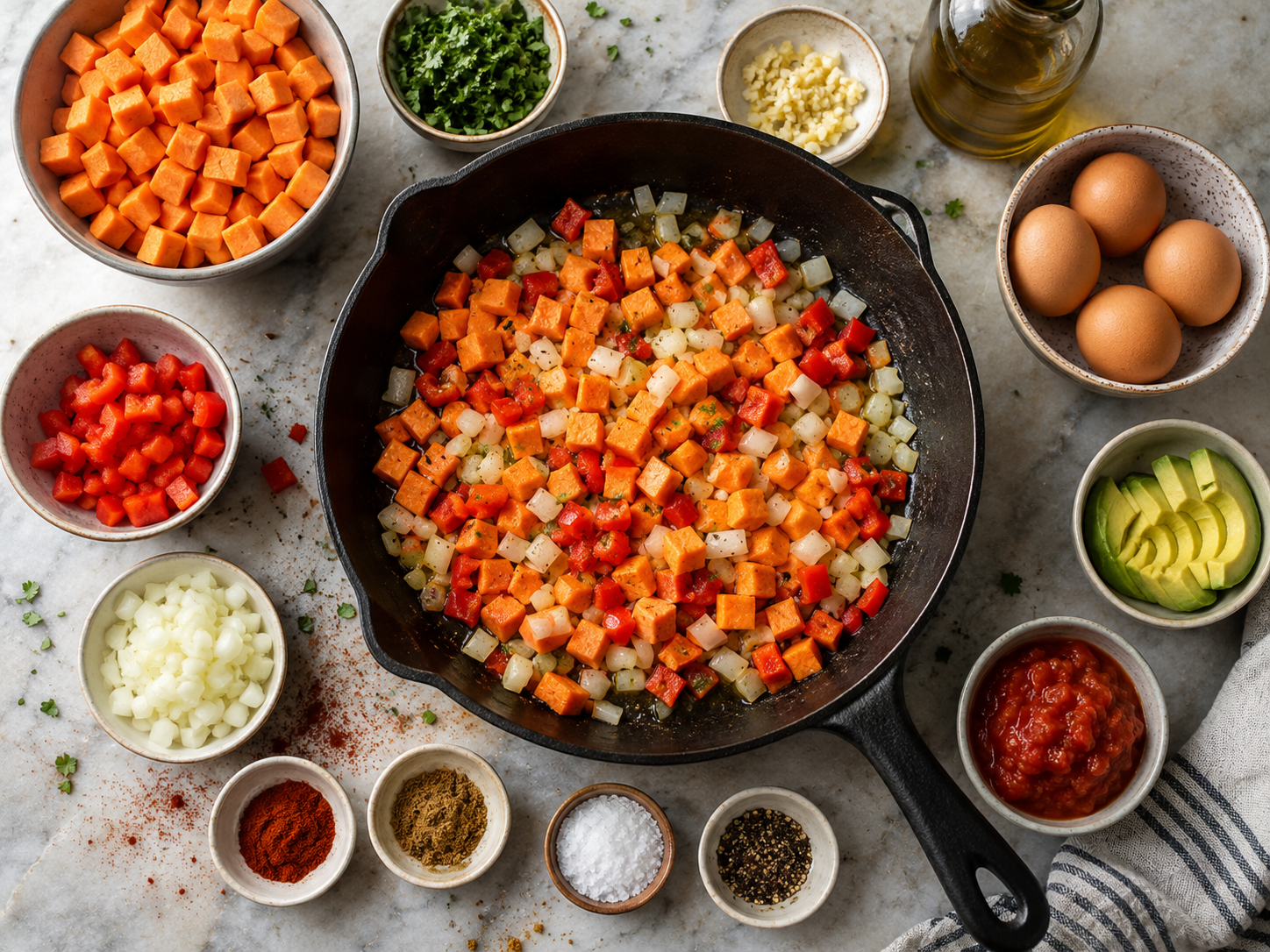 Sweet Potato Breakfast Hash preparation