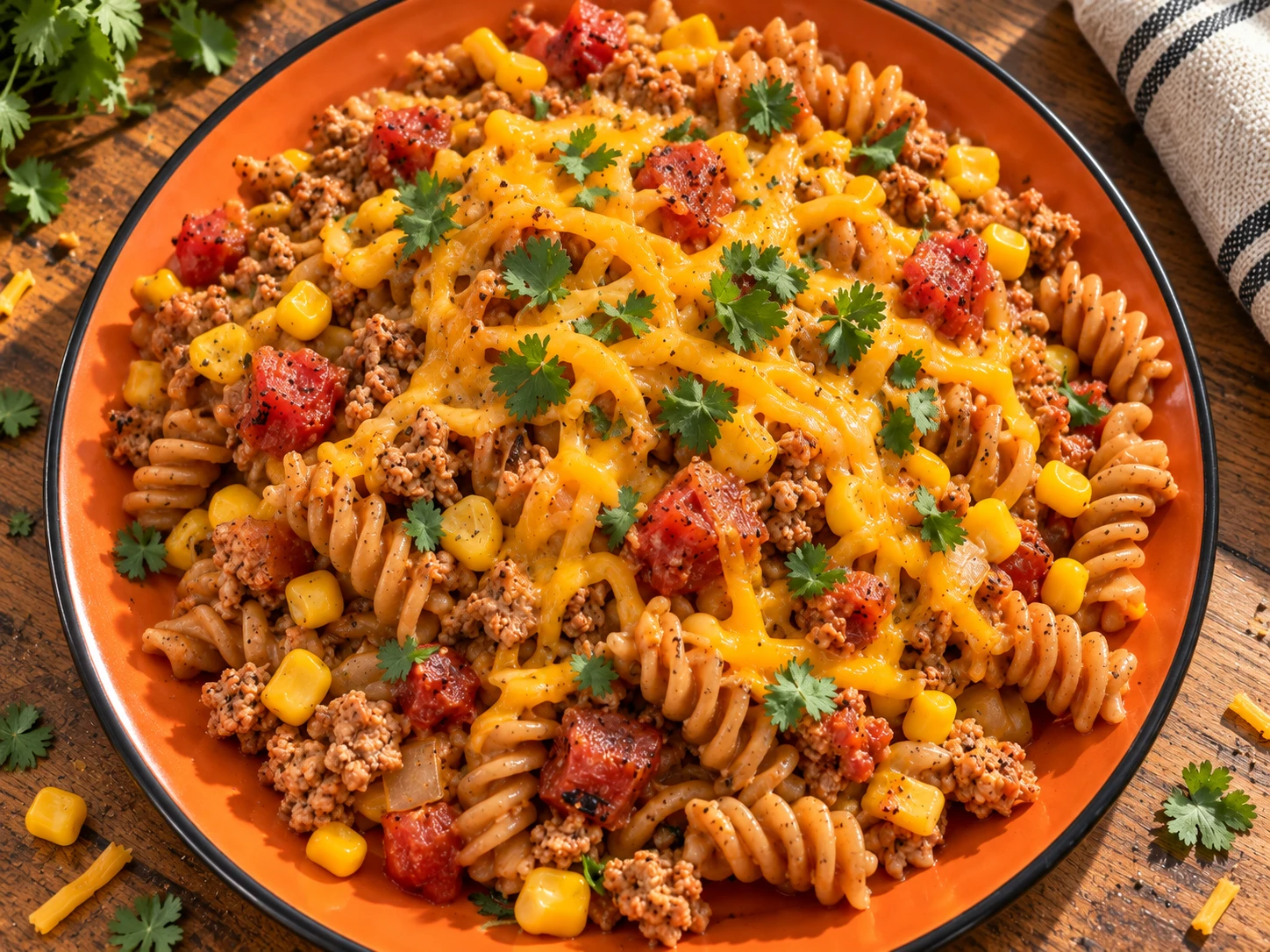 Taco Turkey Pasta Meal Prep aerial view