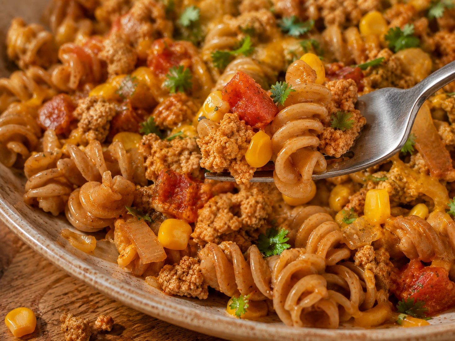 Taco Turkey Pasta Meal Prep close up