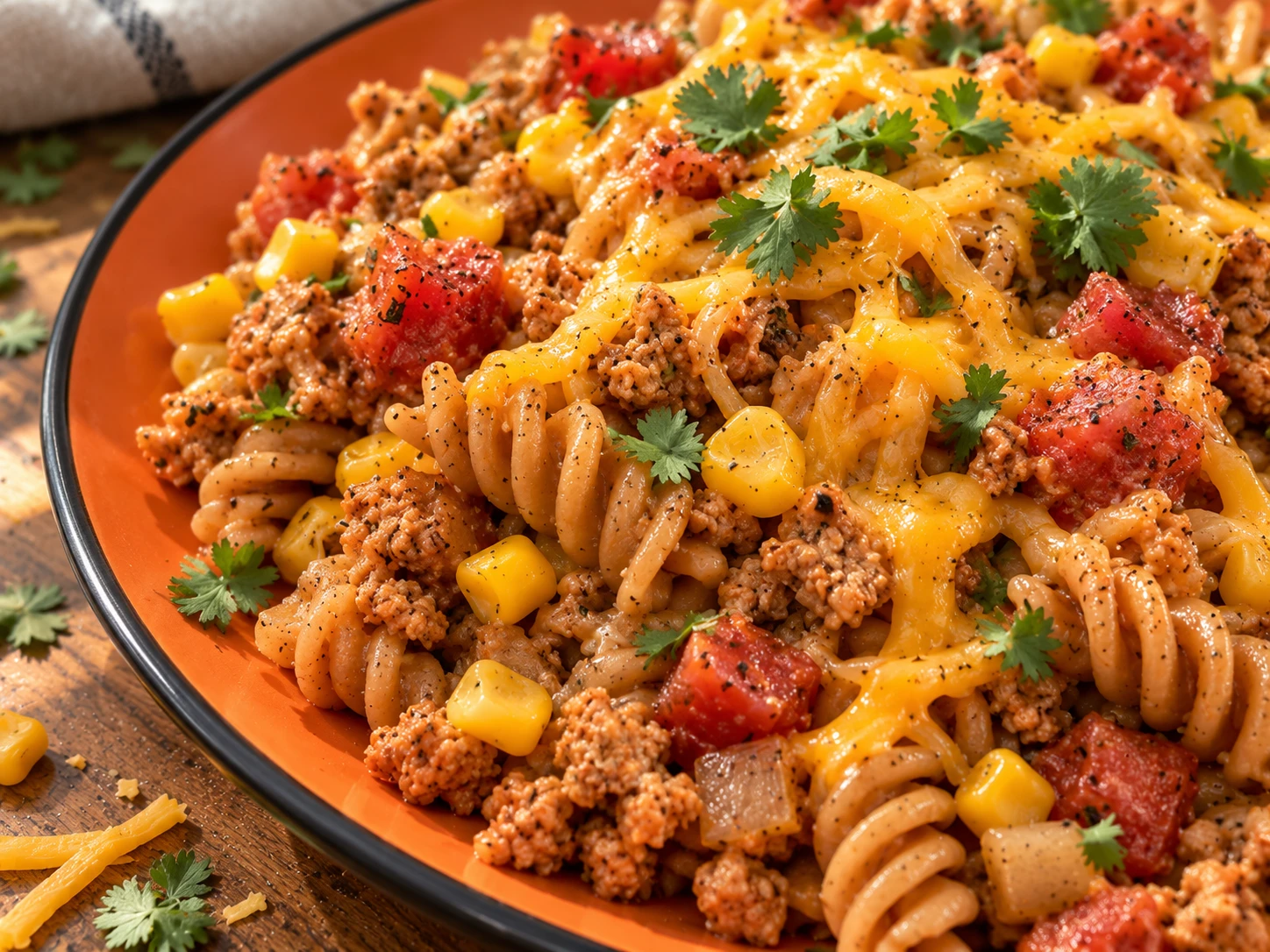 Taco Turkey Pasta Meal Prep close up