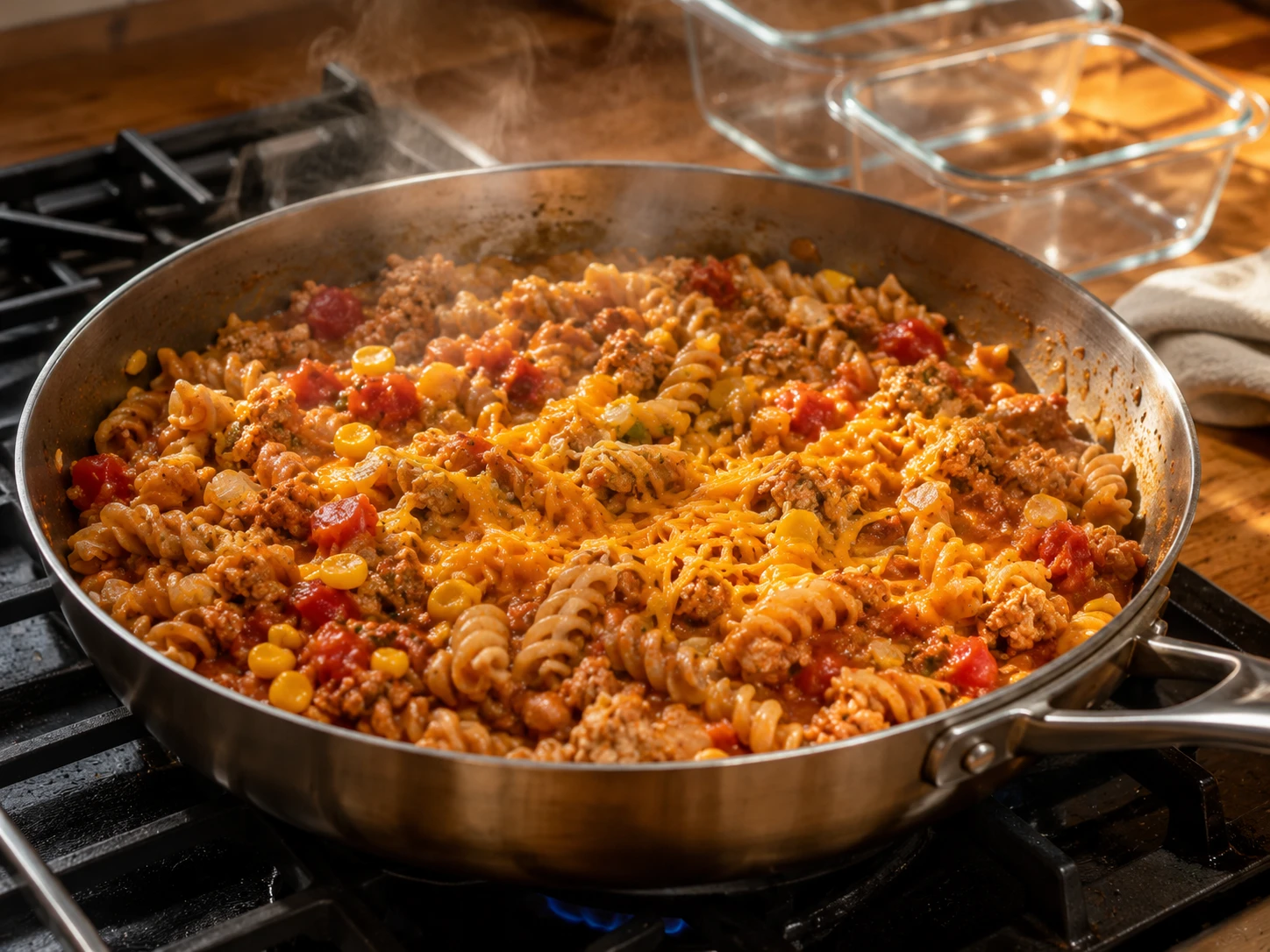 Taco Turkey Pasta Meal Prep preparation