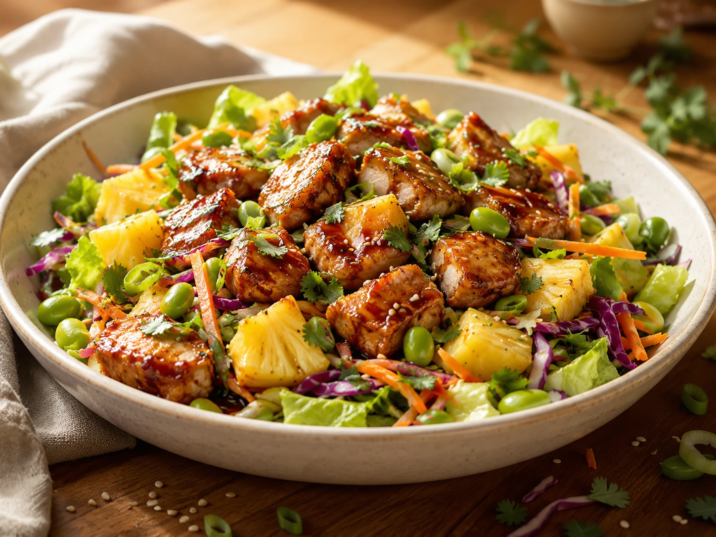 Teriyaki Chicken Pineapple Salad aerial view