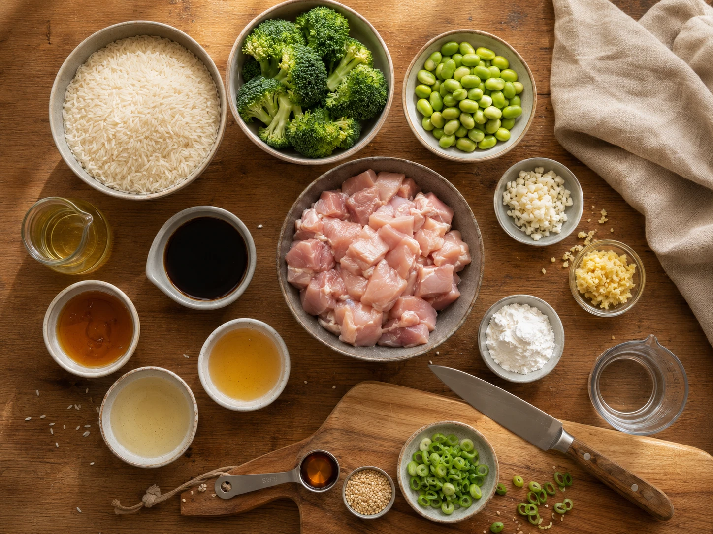 Teriyaki Chicken Rice Bowl preparation
