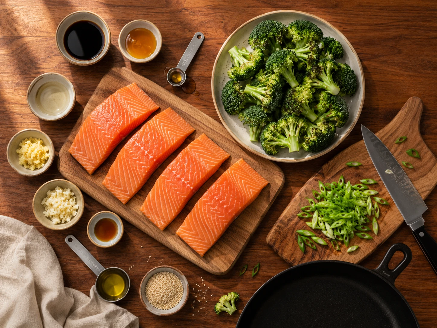 Teriyaki Salmon with Broccoli preparation