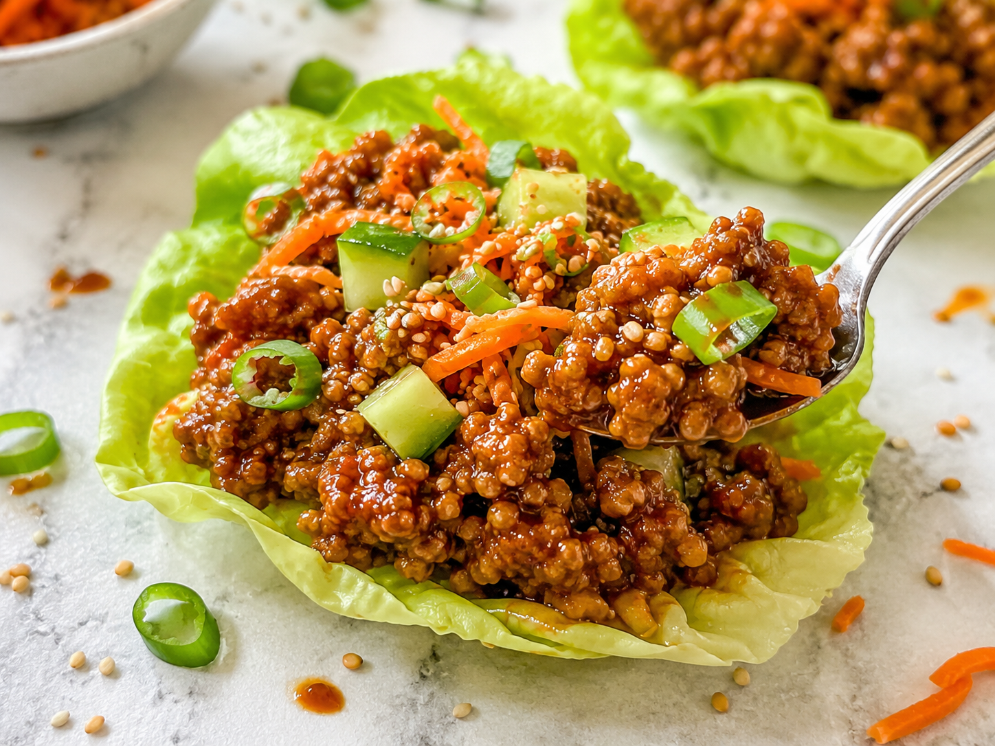 Teriyaki Turkey Lettuce Bowls close up