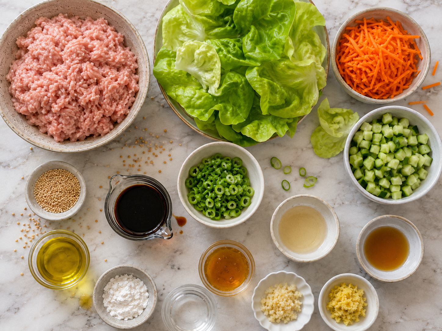 Teriyaki Turkey Lettuce Bowls preparation