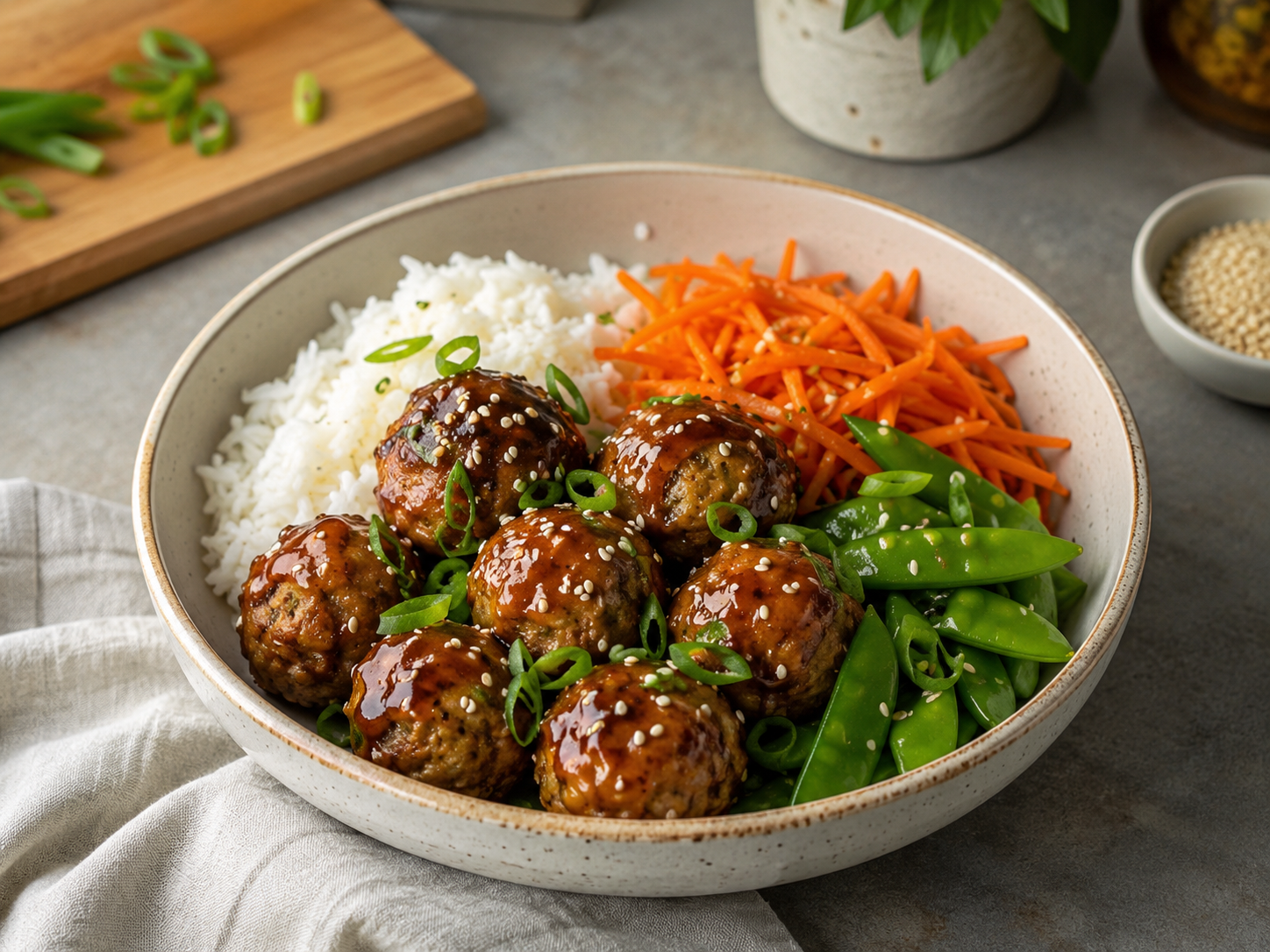 Teriyaki Turkey Meatball Bowls