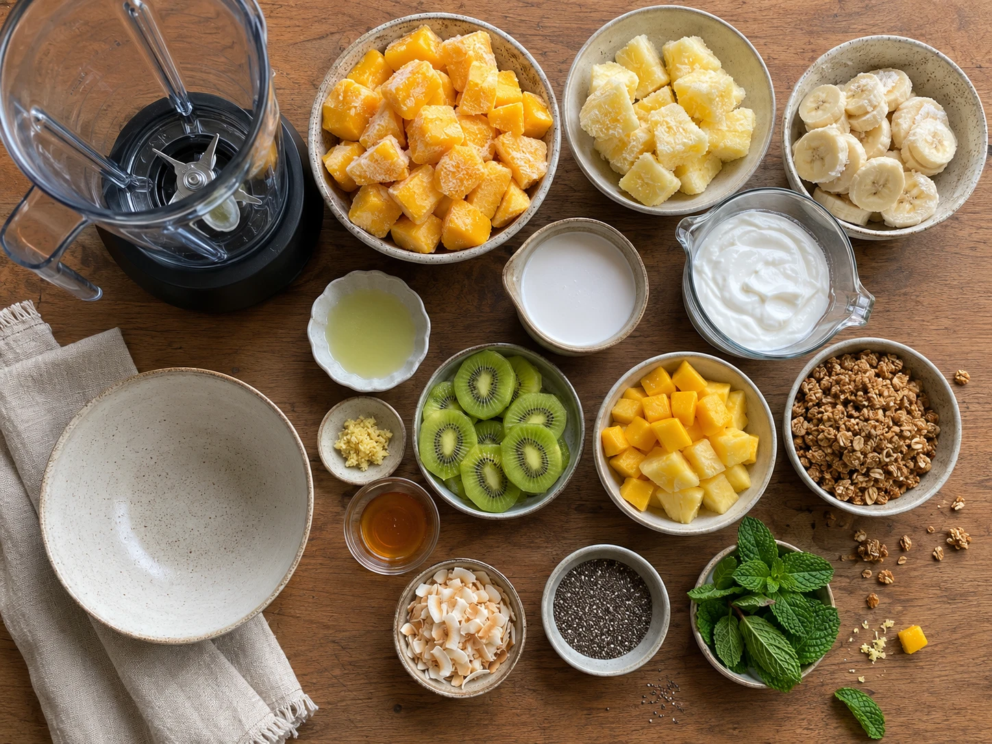 Tropical Mango Smoothie Bowl preparation