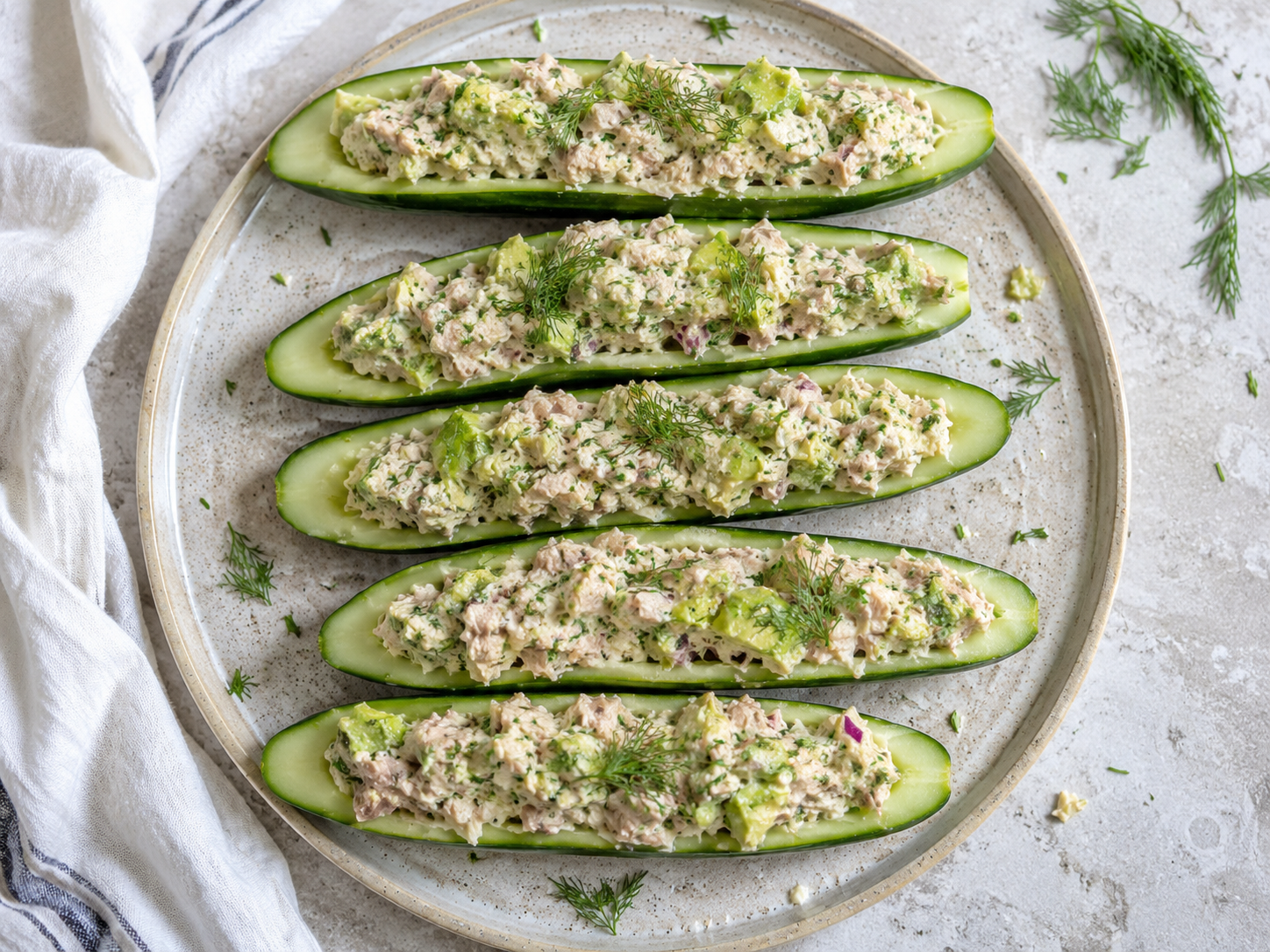 Tuna Avocado Cucumber Boats