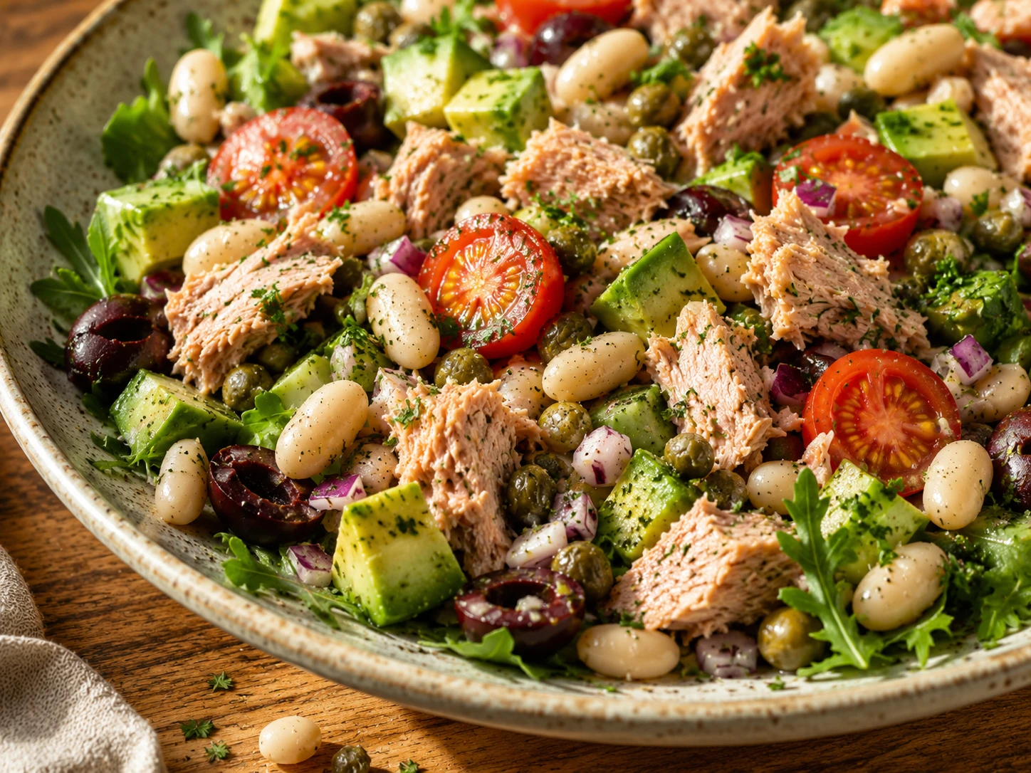 Tuna Avocado White Bean Salad close up