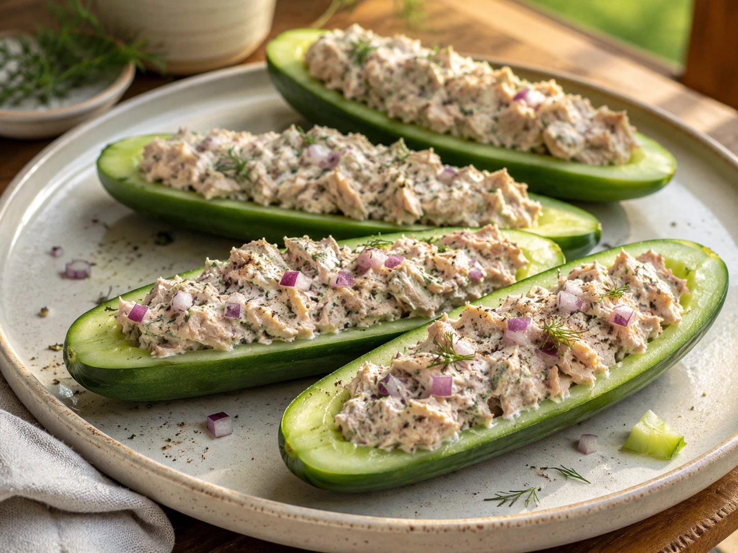 Tuna Cucumber Snack Boats