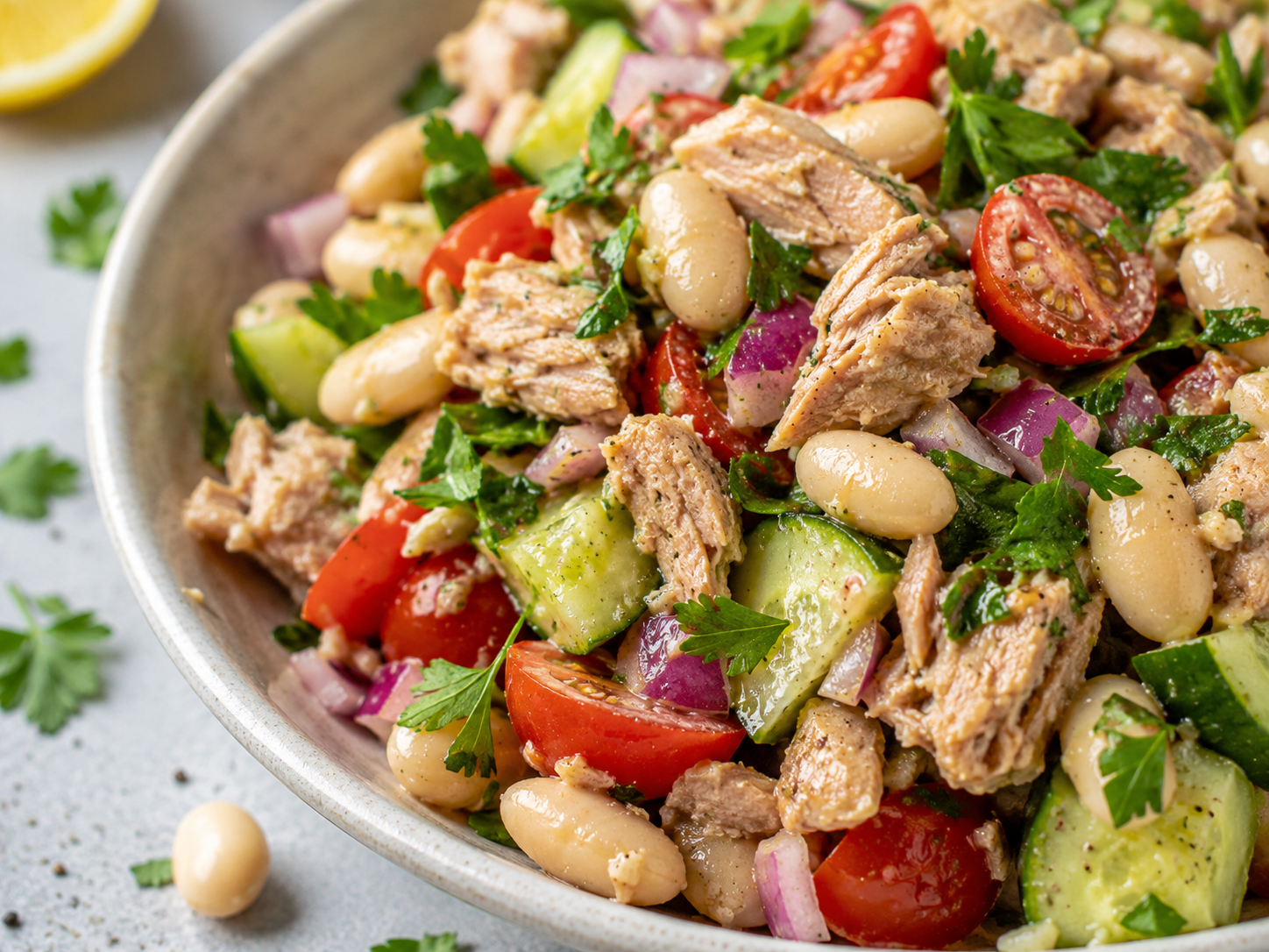 Tuna White Bean Protein Salad close up