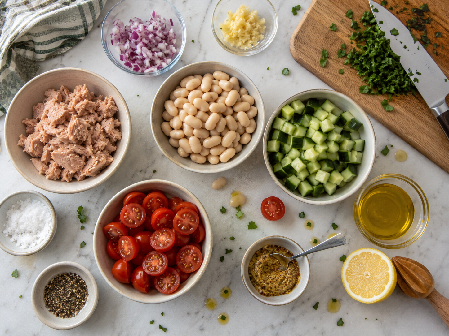 Tuna White Bean Protein Salad preparation