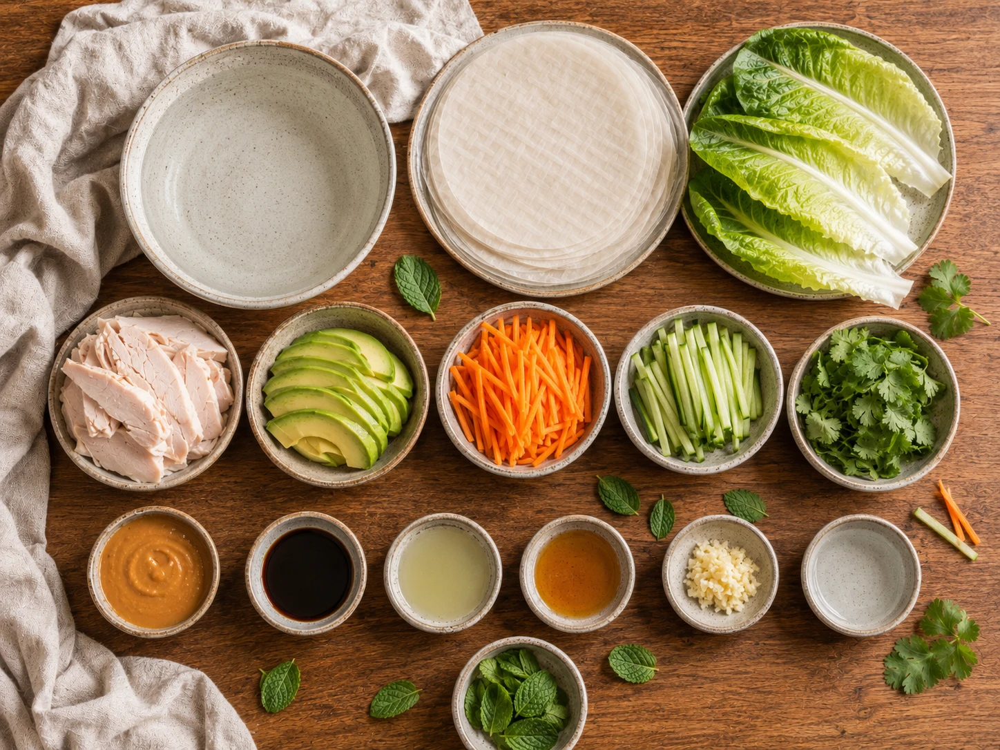 Turkey Avocado Rice Paper Rolls preparation