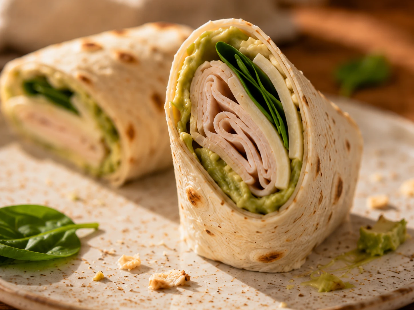 Turkey Avocado Snack Wrap close up