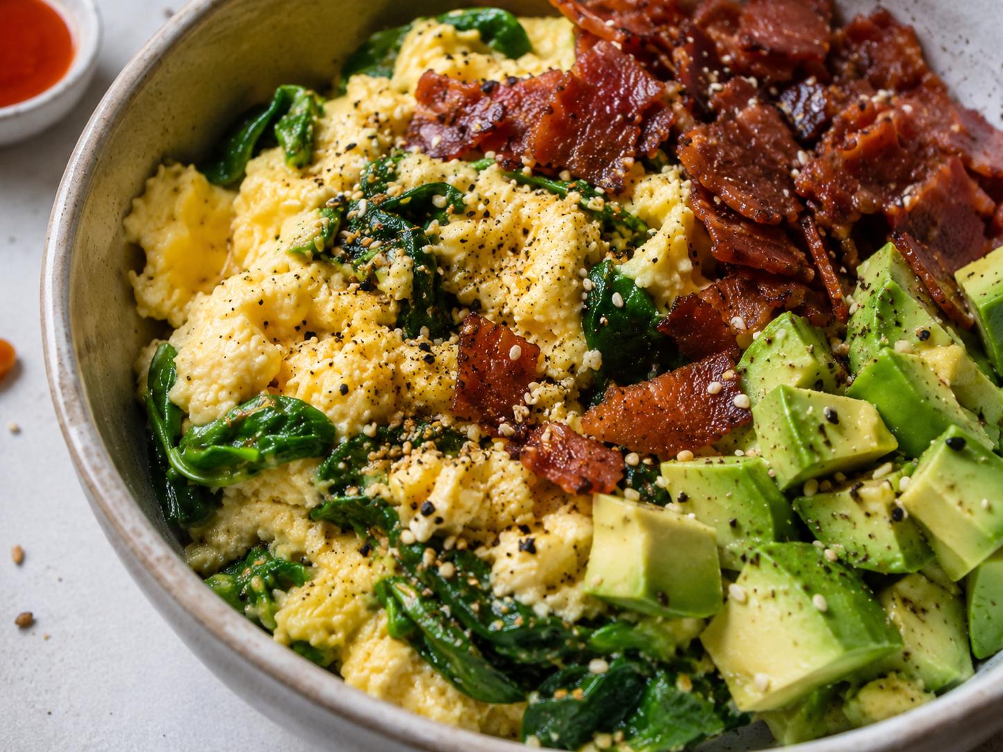 Turkey Bacon Avocado Egg Bowl close up