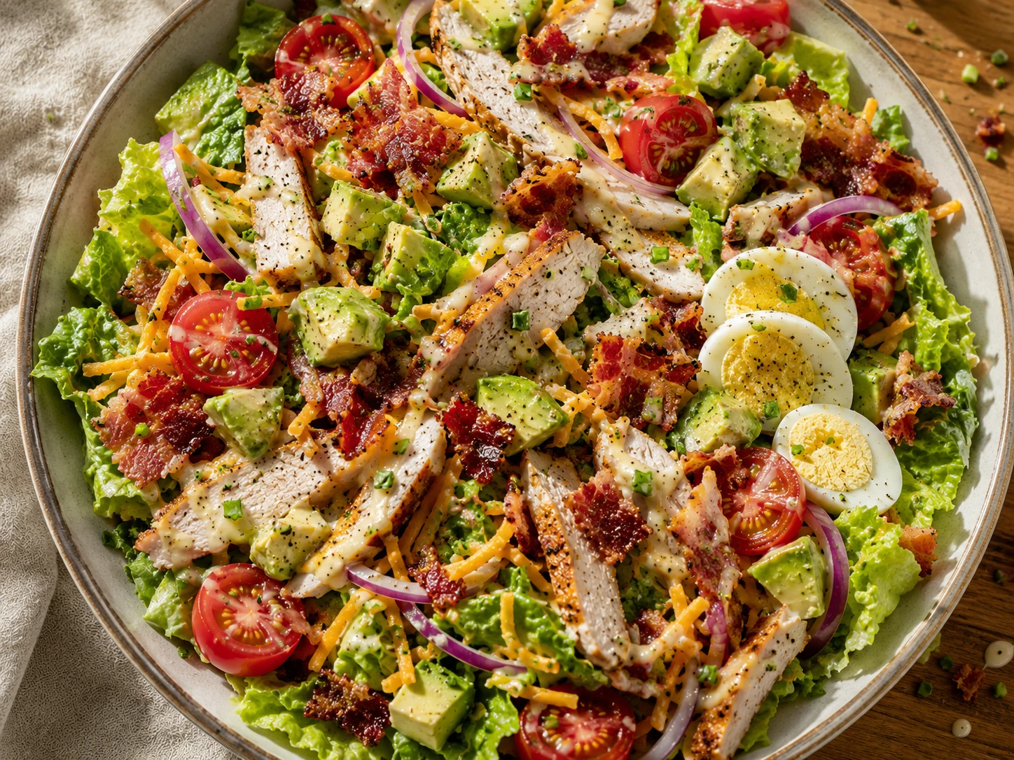 Turkey BLT Avocado Salad aerial view