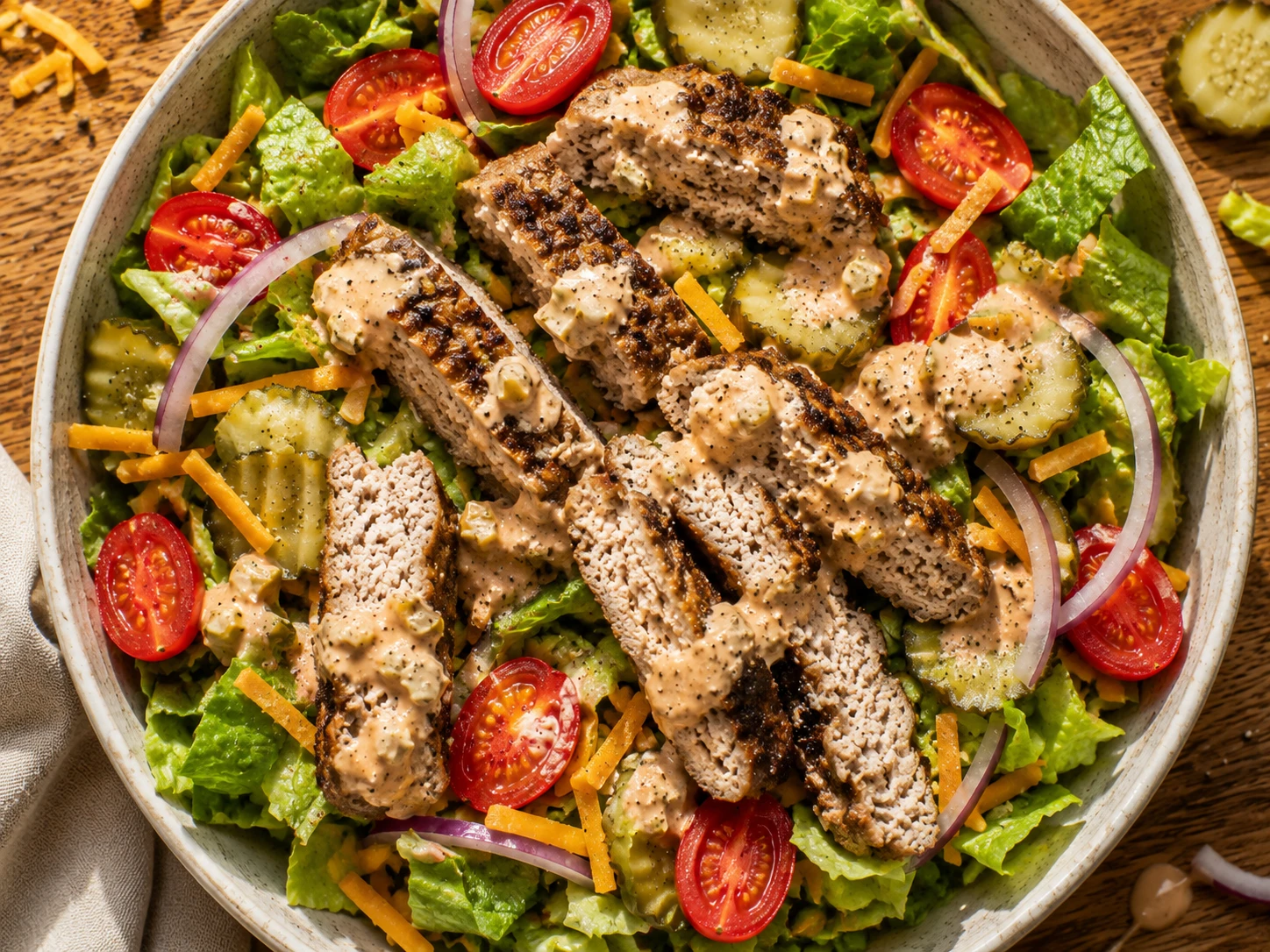 Turkey Burger Bowls aerial view