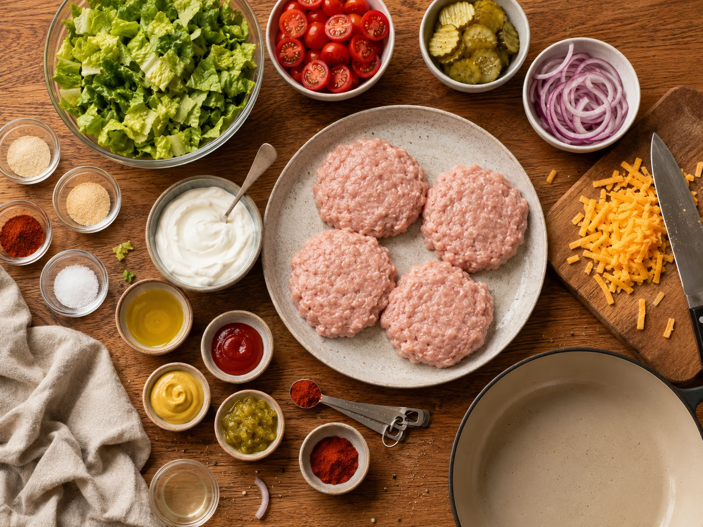 Turkey Burger Bowls preparation