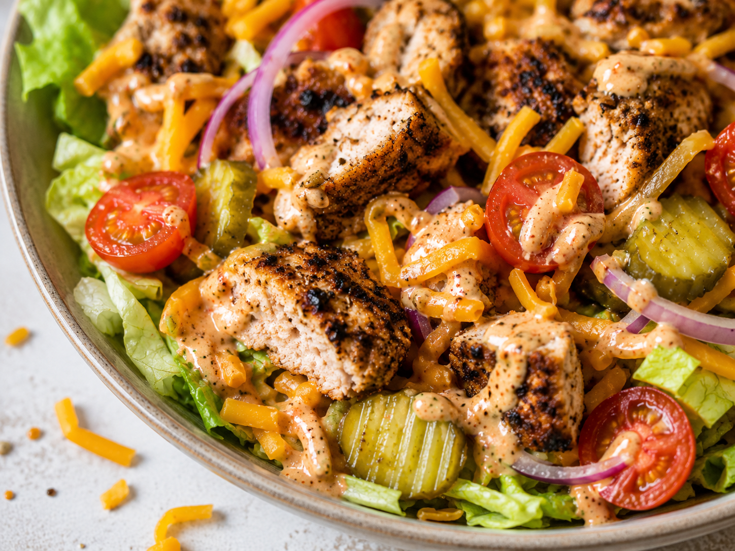 Turkey Burger Lettuce Bowl close up